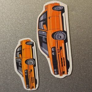 BMW E30 Orange Car Magnets Custom Handmade Set of 2